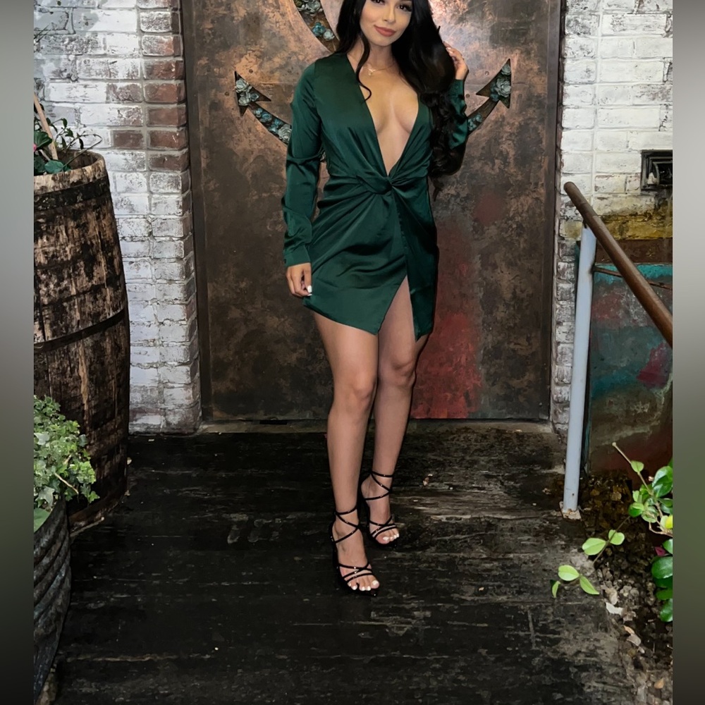 Green classy open dress